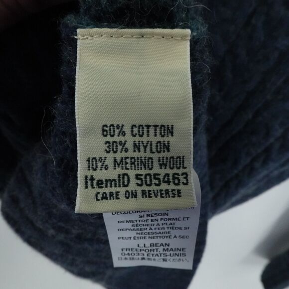 LL Bean Womens Medium Blue Wool Blend Sweater Cable Knit Cowl Neck Asymmetric - Picture 12 of 14